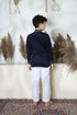 TIGER BLUE SHORT KURTA WITH WHITE TROUSER